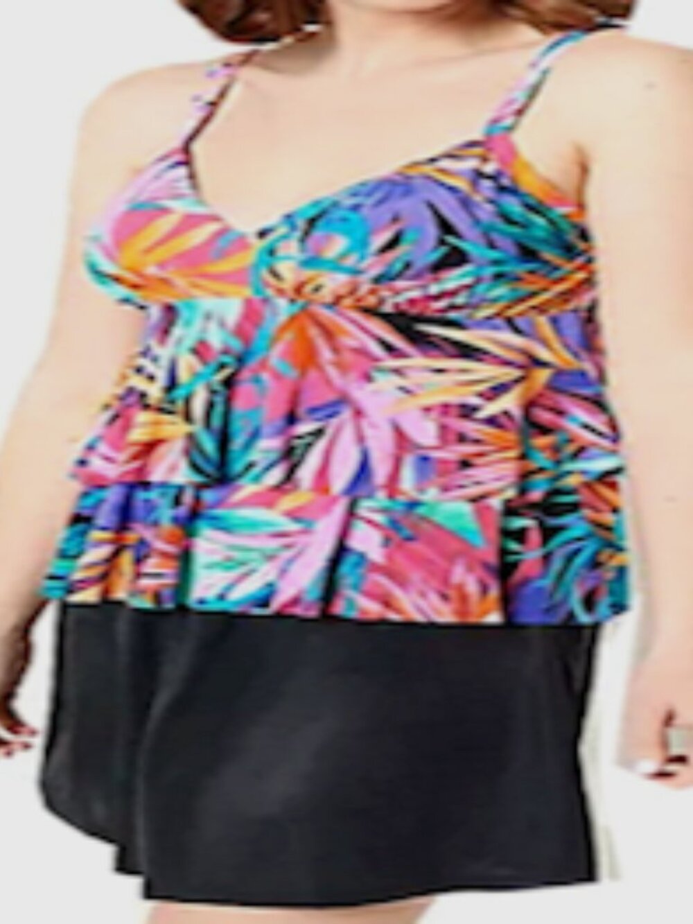 DreamShaper by Miracle Suit Rylee V-Neck Tiered Tankini with Skort